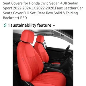 Red Faux Leather Car Seat Covers- Honda Civic